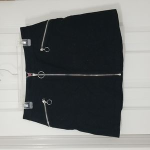 Black Mini Skirt with Full Frint Zip